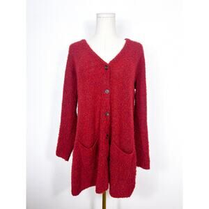 J. Mclaughlin Super Wool Cardigan Red Sz Large Holiday